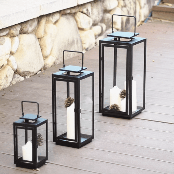 Black Metal Glass lantern - Image 2