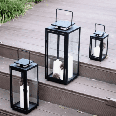 Black Metal Glass lantern